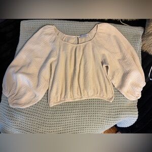 Elegant Beige Puff Sleeve Blouse